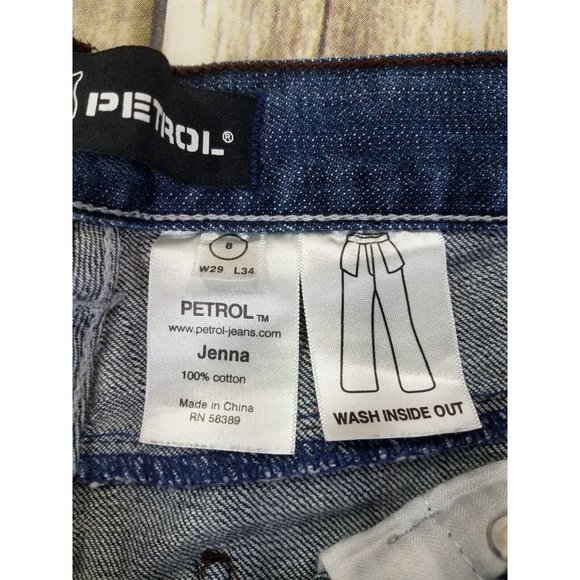 PETROL JEANS Denim Jenna Womens Size 29x34 Blue Distress’s Stud Casual Zip - Picture 13 of 13